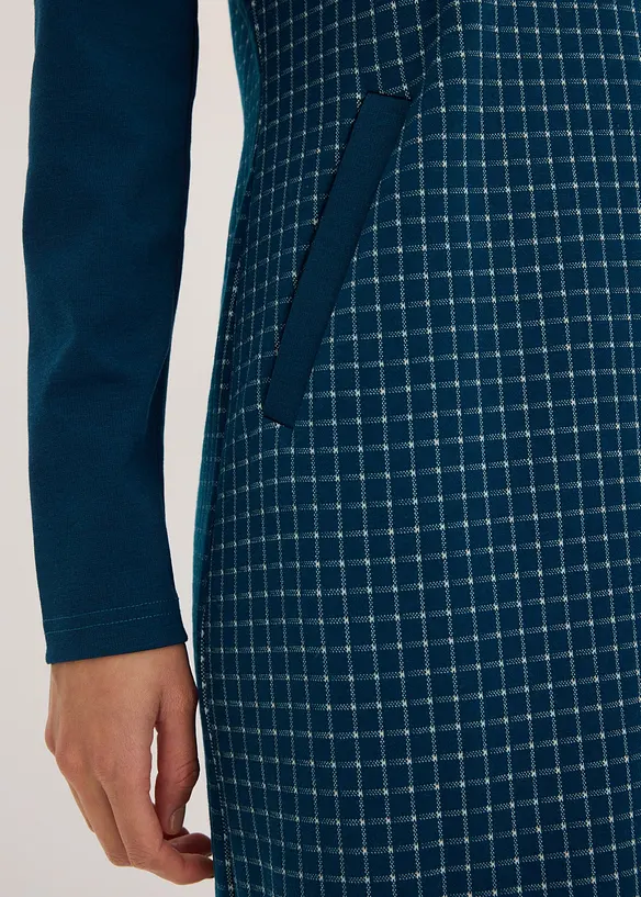 Abito in jacquard con colletto a contrasto, bonprix