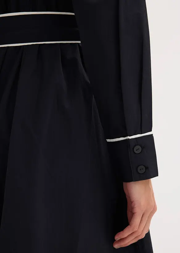 Abito chemisier in popeline di cotone con finitura no stiro (set 2 pezzi), bonprix