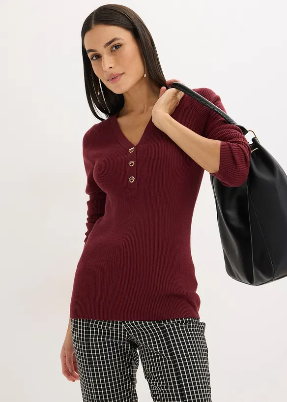 Maglione a coste con viscosa, bonprix