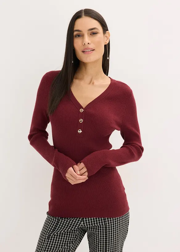 Maglione a coste con viscosa, bonprix
