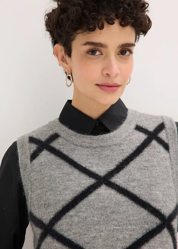 Gilet con filato piumato, bonprix