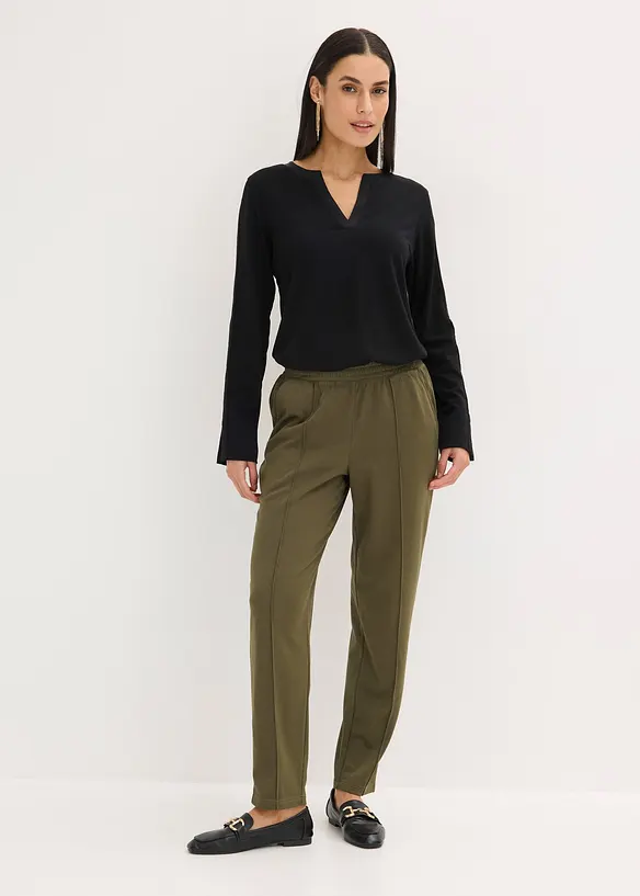 Pantaloni con elastico in vita e piega cucita, bonprix