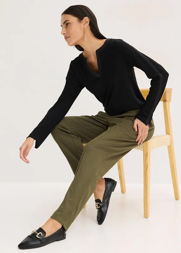 Pantaloni con elastico in vita e piega cucita, bonprix