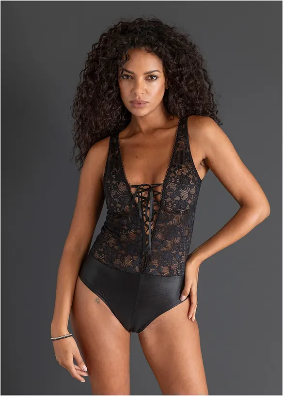 Body ouvert in look bagnato, bonprix