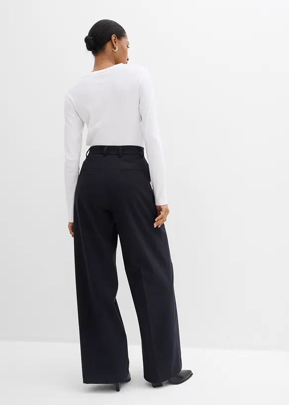 Pantaloni larghi in misto viscosa, vita alta, bonprix