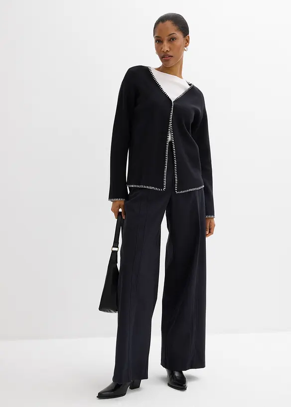 Pantaloni larghi in misto viscosa, vita alta, bonprix