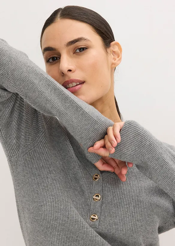 Maglione a coste con viscosa, bonprix