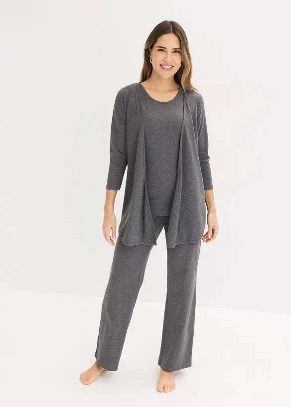 Top, giacca, pantaloni (set 3 pezzi) con viscosa, bonprix