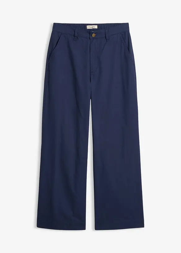 Pantaloni larghi in puro cotone, vita alta, bonprix