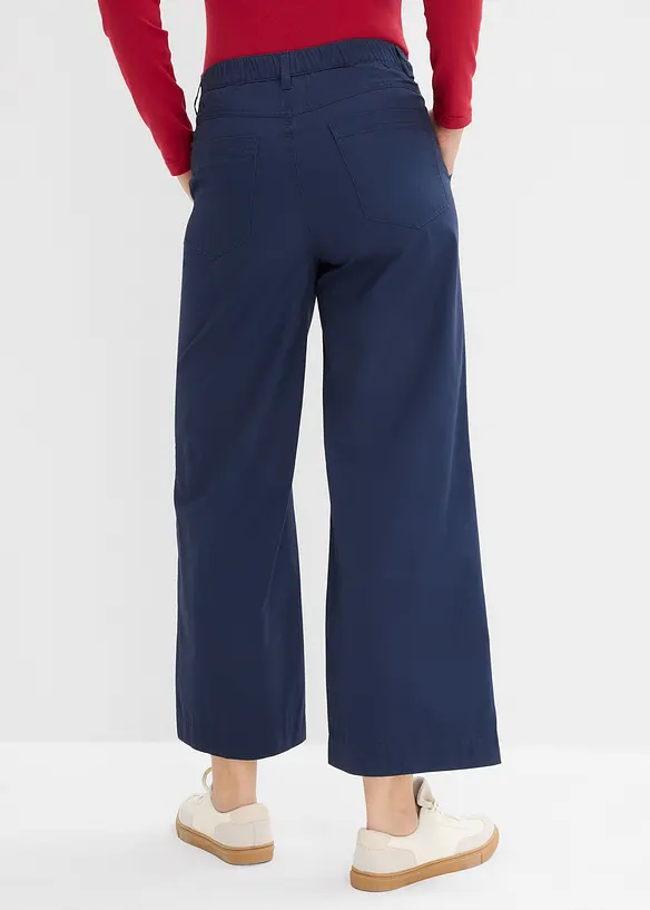 Pantaloni larghi in puro cotone, vita alta, bonprix