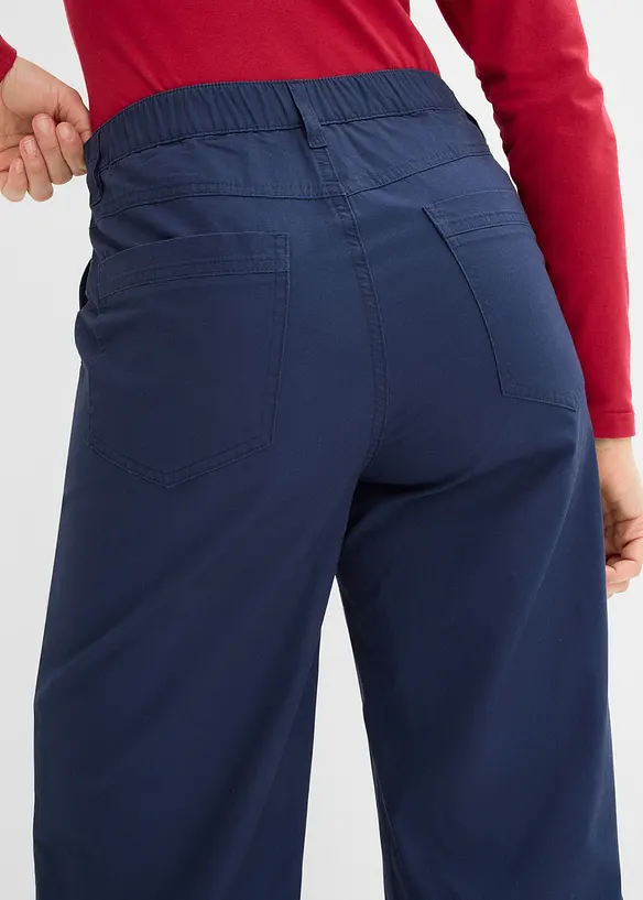 Pantaloni larghi in puro cotone, vita alta, bonprix