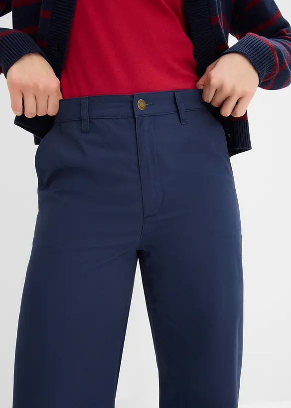 Pantaloni larghi in puro cotone, vita alta, bonprix