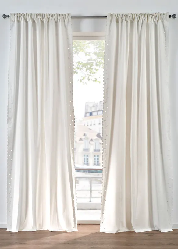 Tenda con bordi ricamati in cotone biologico (pacco da 1), bonprix