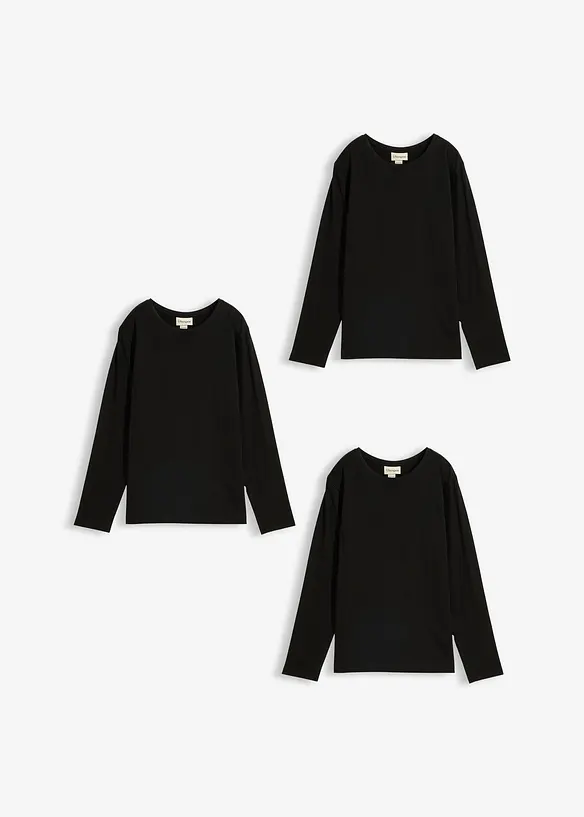 Maglia a maniche lunghe con cotone biologico (pacco da 3), bonprix