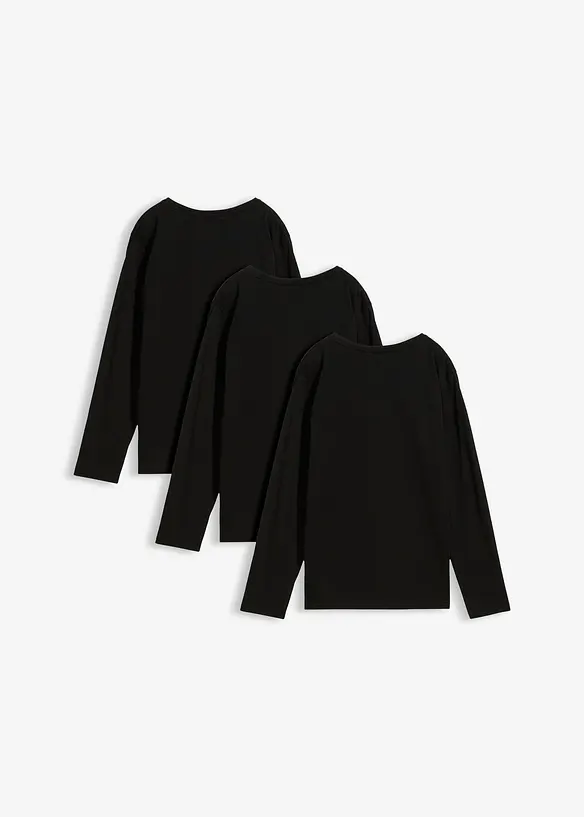 Maglia a maniche lunghe con cotone biologico (pacco da 3), bonprix