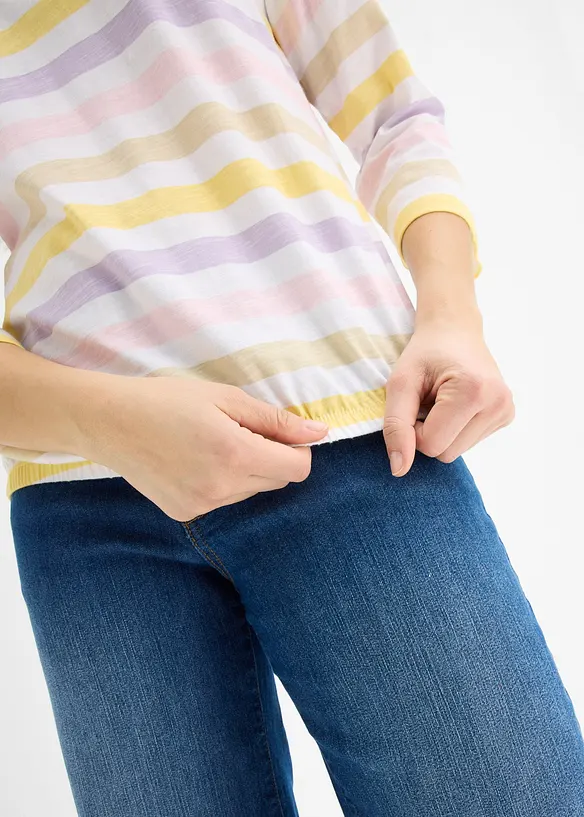 Maglia in cotone biologico fiammato con maniche a 3/4, bonprix