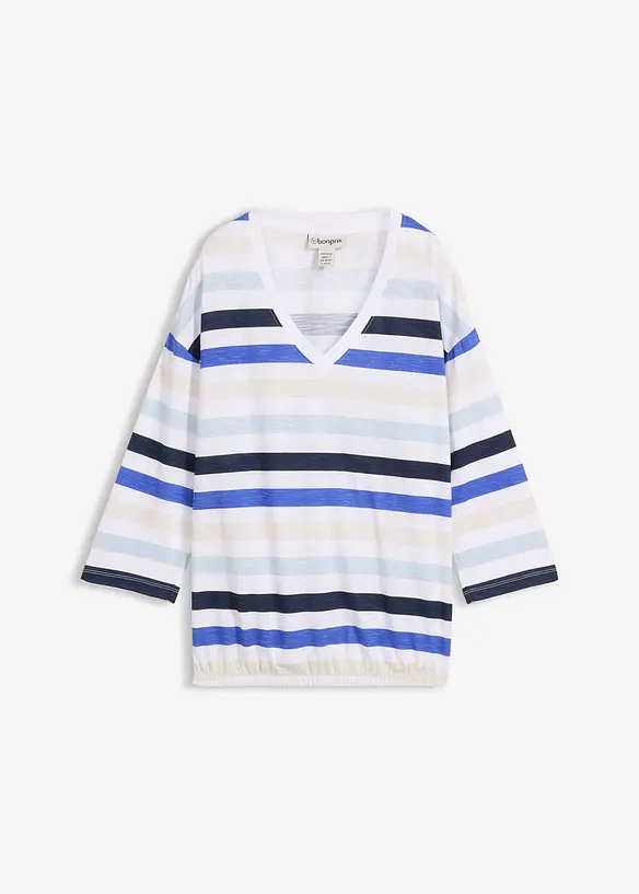 Maglia in cotone biologico fiammato con maniche a 3/4, bonprix