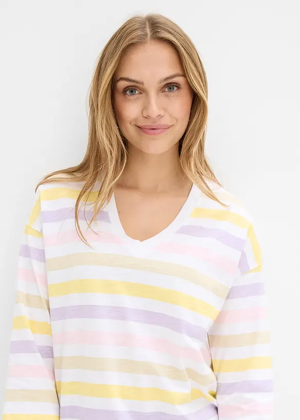 Maglia in cotone biologico fiammato con maniche a 3/4, bonprix