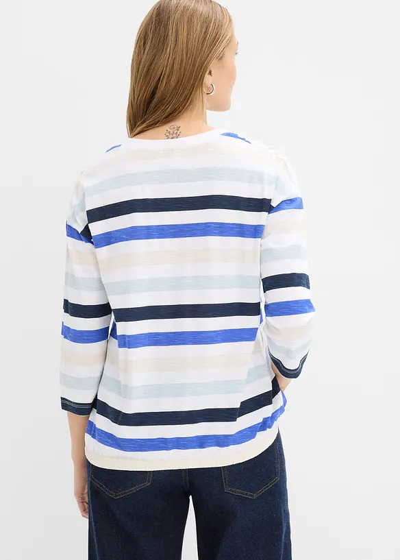 Maglia in cotone biologico fiammato con maniche a 3/4, bonprix