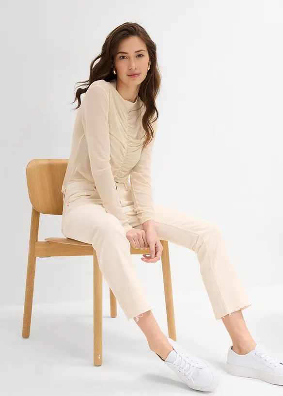 Jeans flared cropped, vita alta, bonprix