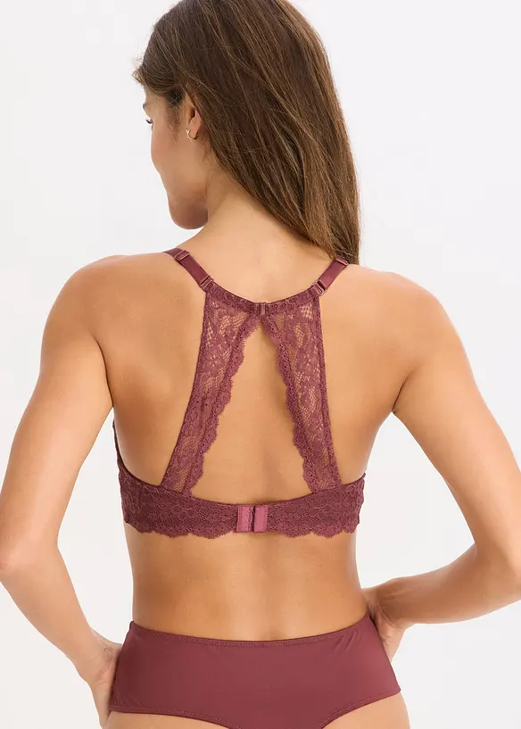 Reggiseno in pizzo con coppe preformate, ferretto e schiena a vogatore, bonprix