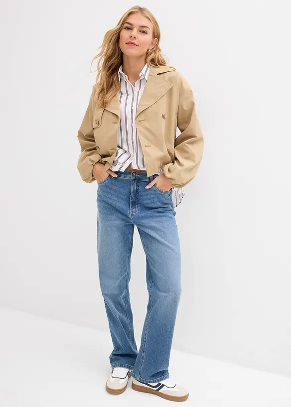 Jeans straight loose fit, vita alta, bonprix