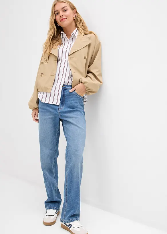 Jeans straight loose fit, vita alta, bonprix