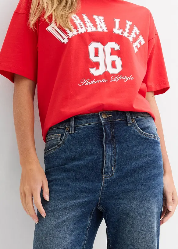 Jeans straight loose fit, vita alta, bonprix