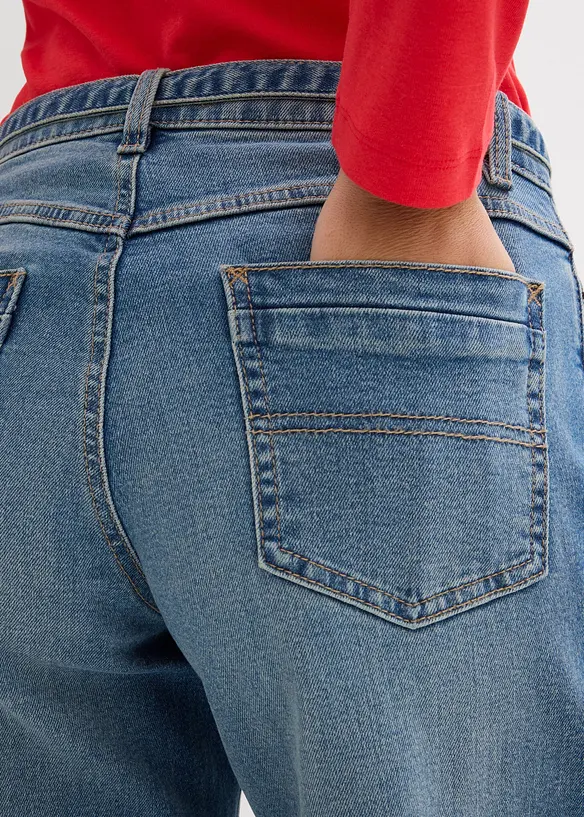 Jeans wide leg lunghi, vita media, bonprix