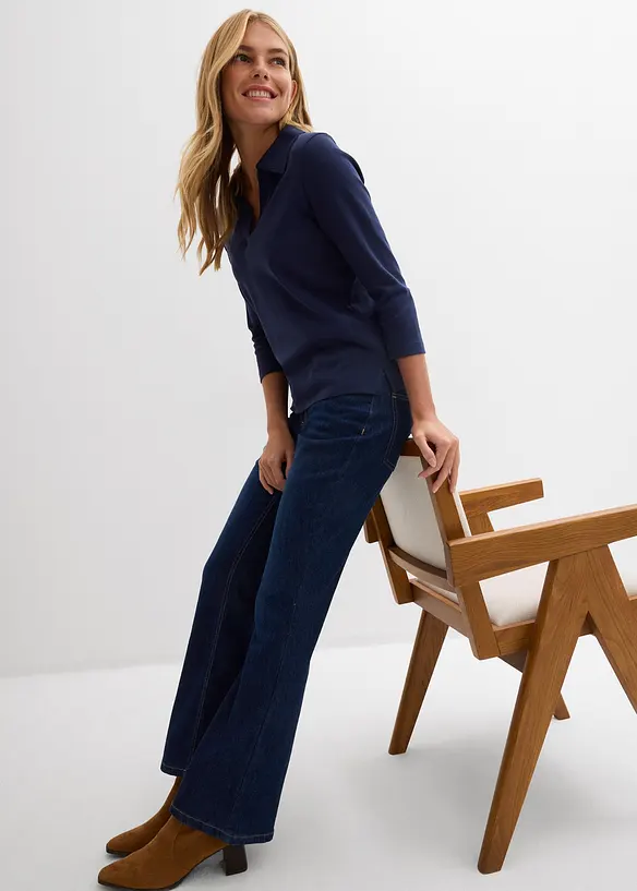 Jeans a zampa, vita media, bonprix