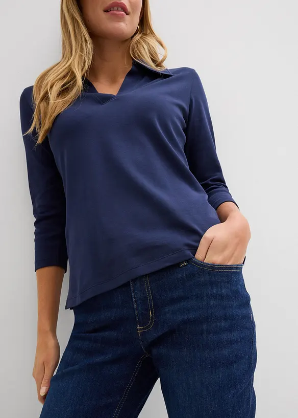 Jeans a zampa, vita media, bonprix