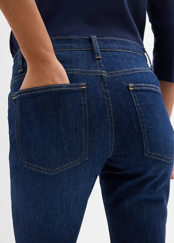 Jeans a zampa, vita media, bonprix
