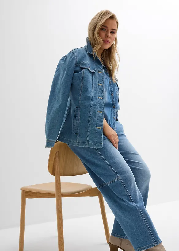 Jeans barrel, vita media, bonprix