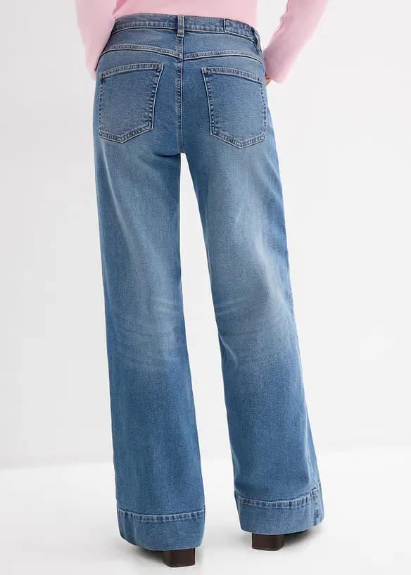 Jeans wide leg full length, vita media, bonprix