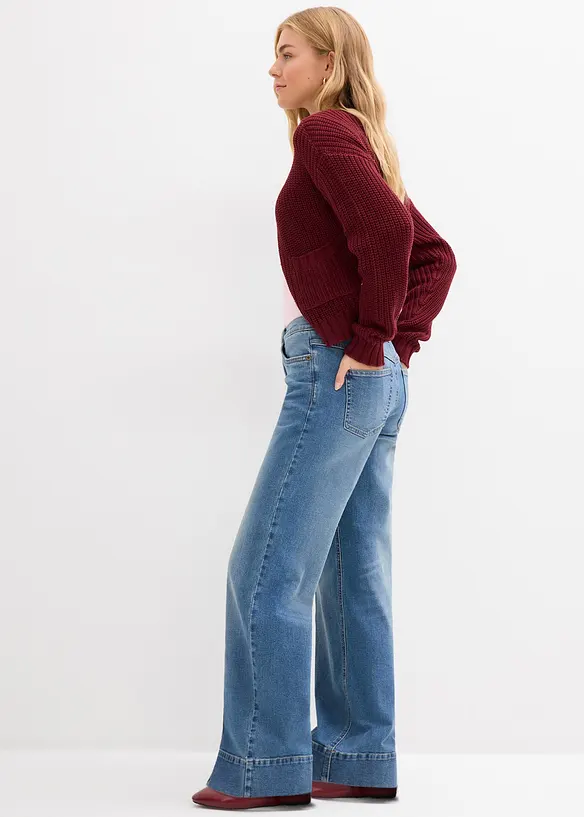 Jeans wide leg full length, vita media, bonprix