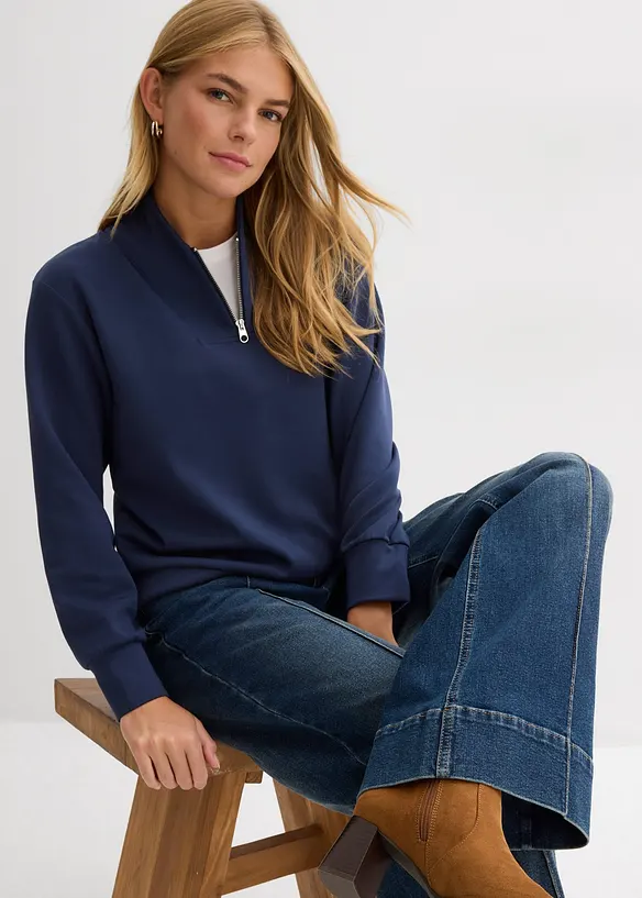 Jeans wide leg full length, vita media, bonprix