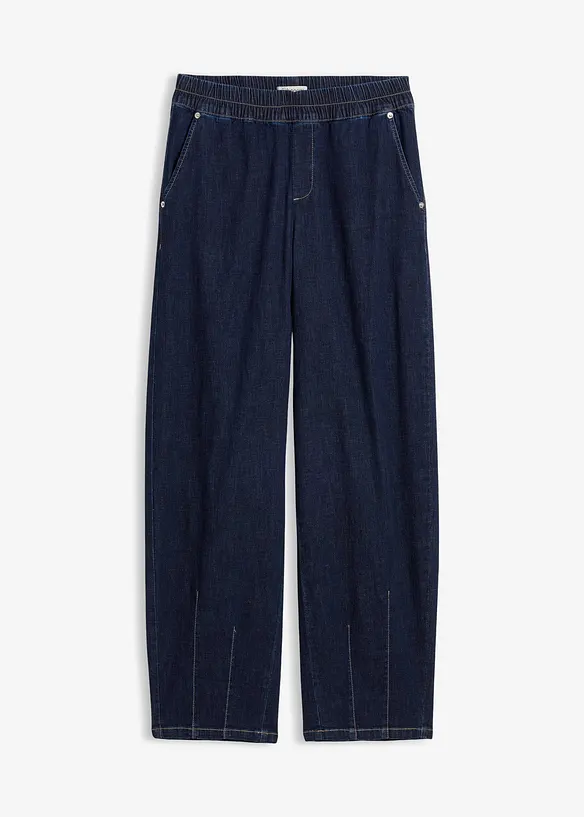Jeans barrel con elastico in vita, vita media, bonprix
