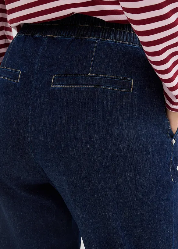 Jeans barrel con elastico in vita, vita media, bonprix