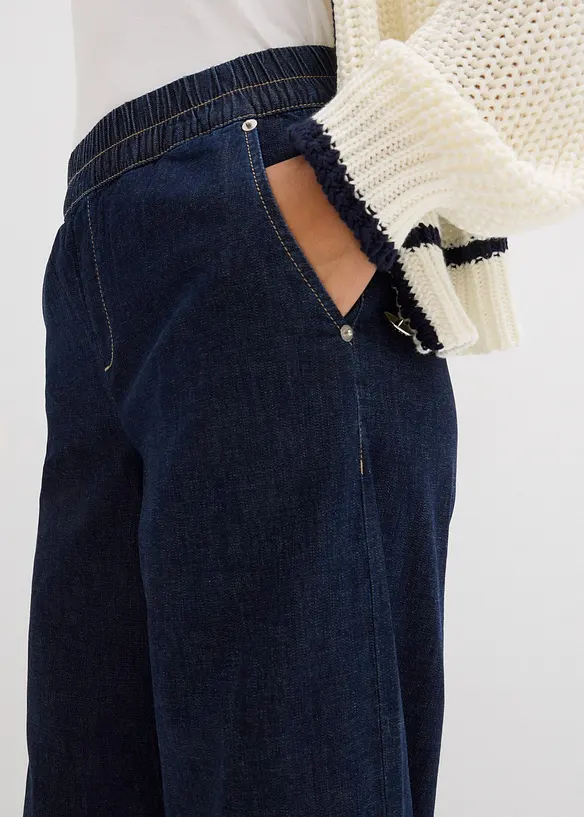 Jeans barrel con elastico in vita, vita media, bonprix