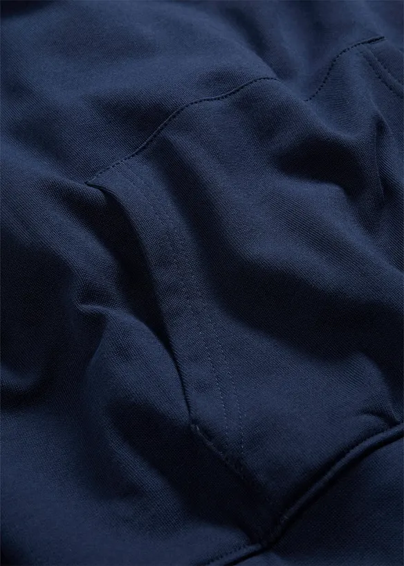 Felpa in puro cotone biologico con cappuccio e stampa posteriore, loose fit, bonprix
