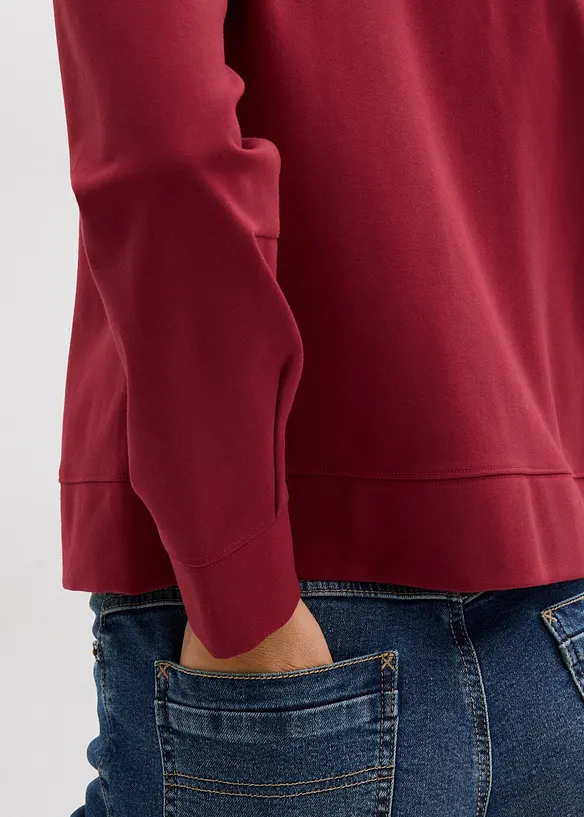 Felpa con zip in morbido Punto di Roma, bonprix