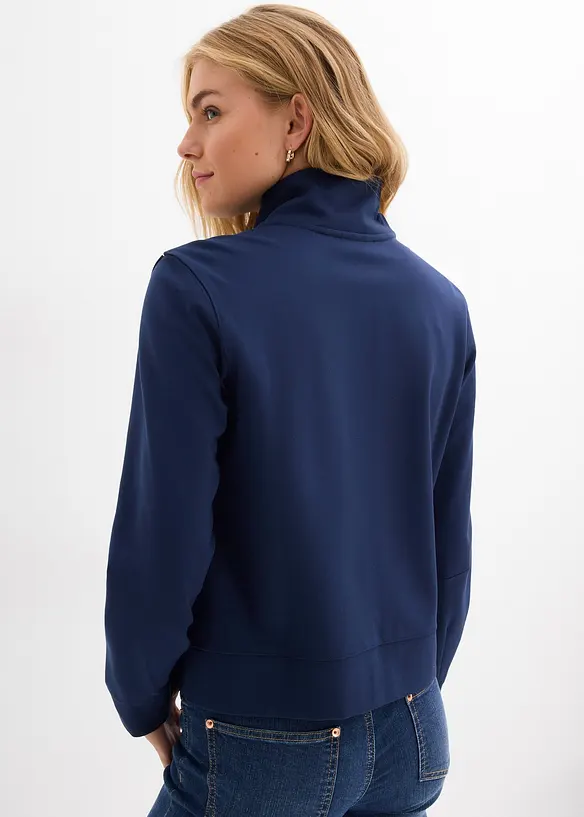 Felpa con zip in morbido Punto di Roma, bonprix