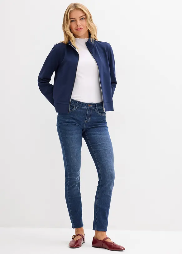 Felpa con zip in morbido Punto di Roma, bonprix