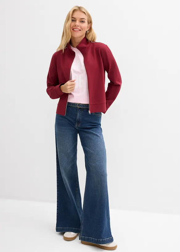 Felpa con zip in morbido Punto di Roma, bonprix