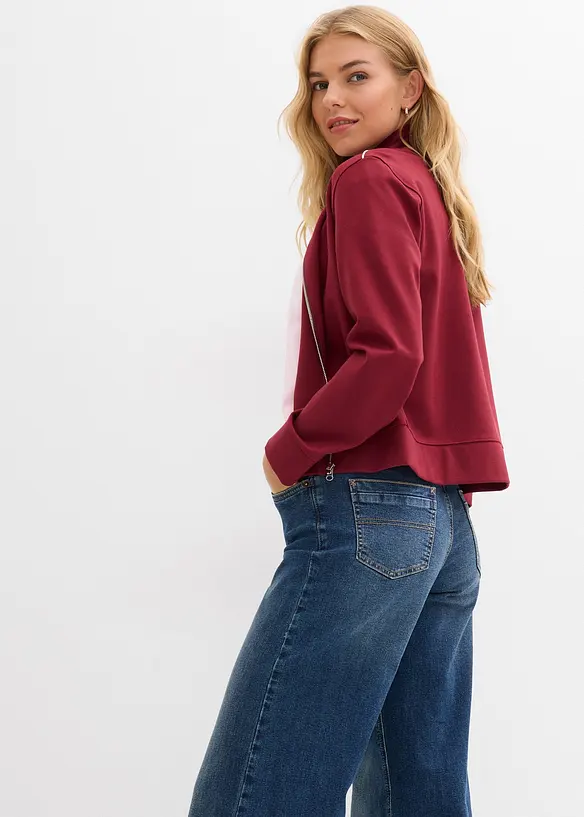 Felpa con zip in morbido Punto di Roma, bonprix