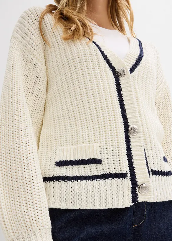 Cardigan a maglia grossa in misto cotone, bonprix