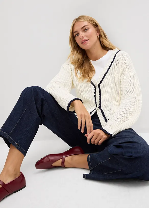 Cardigan a maglia grossa in misto cotone, bonprix