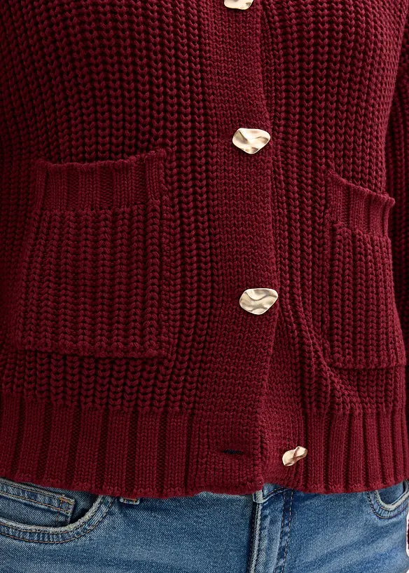 Cardigan a maglia grossa con bottoni martellati, bonprix