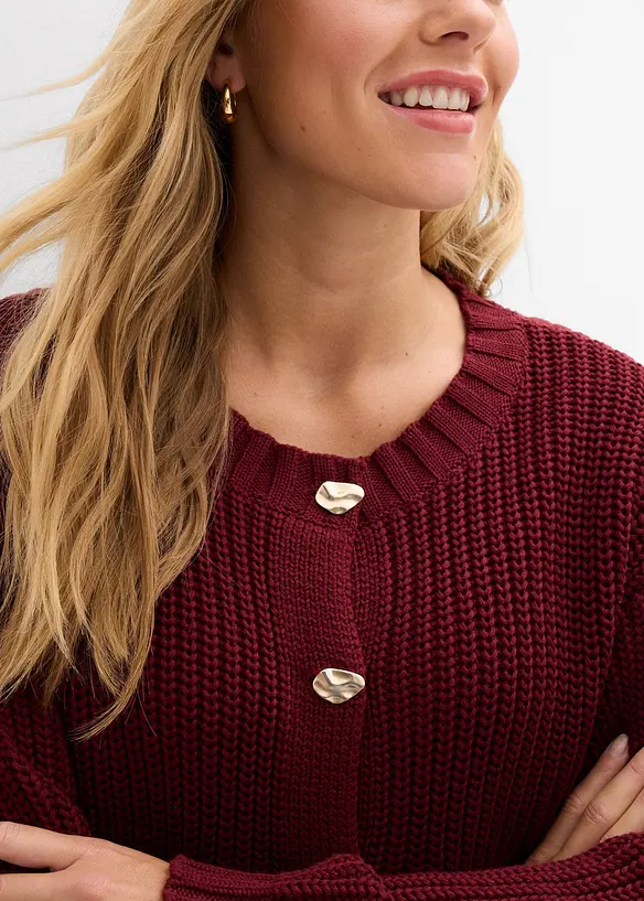 Cardigan a maglia grossa con bottoni martellati, bonprix