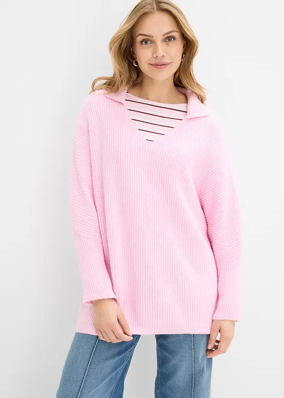Maglione oversize con colletto polo, bonprix